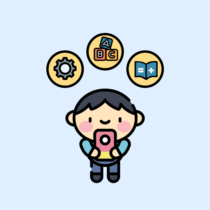 A clock and star icons showing screen time turning into skill time.